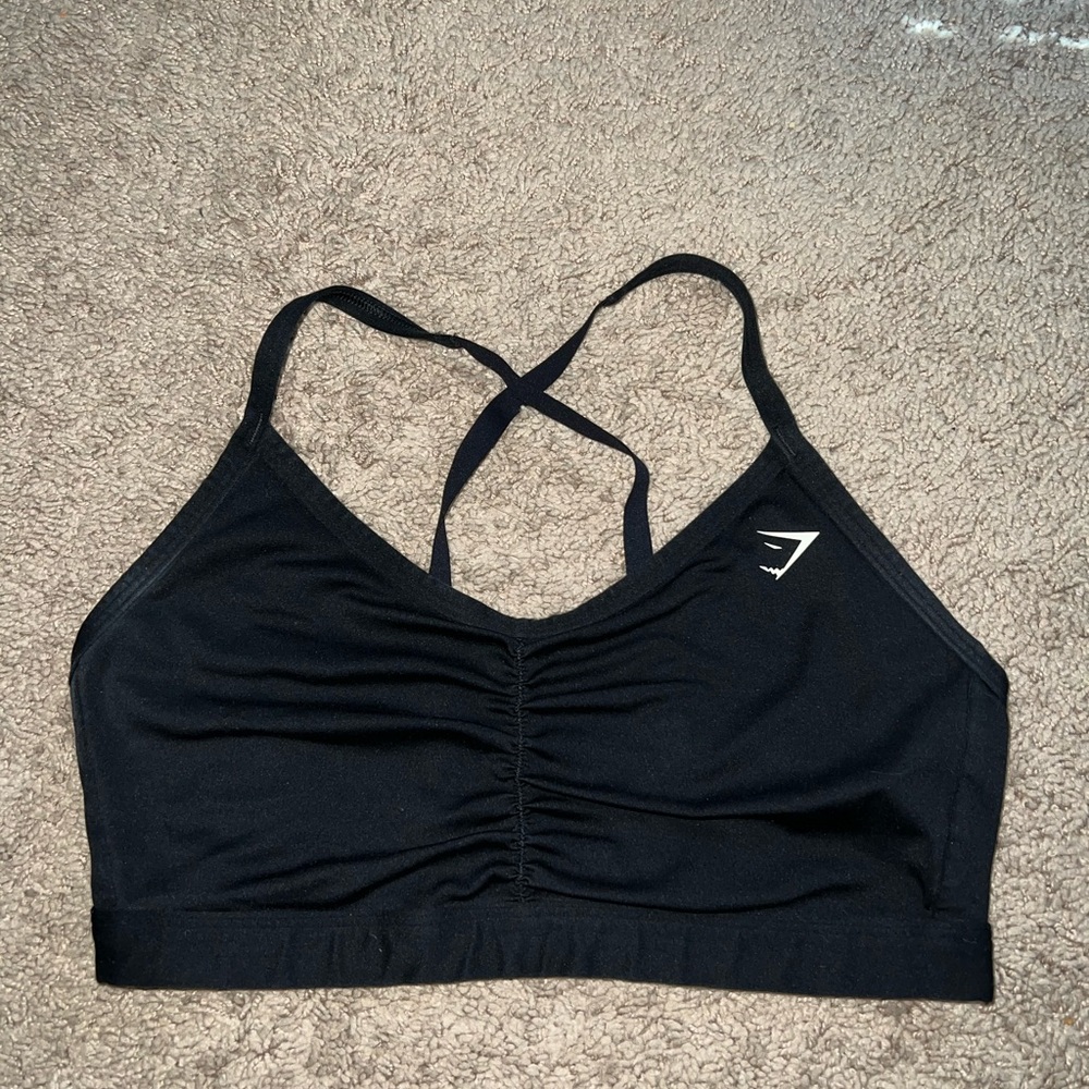 Gymshark Black Ruched Sports Bra